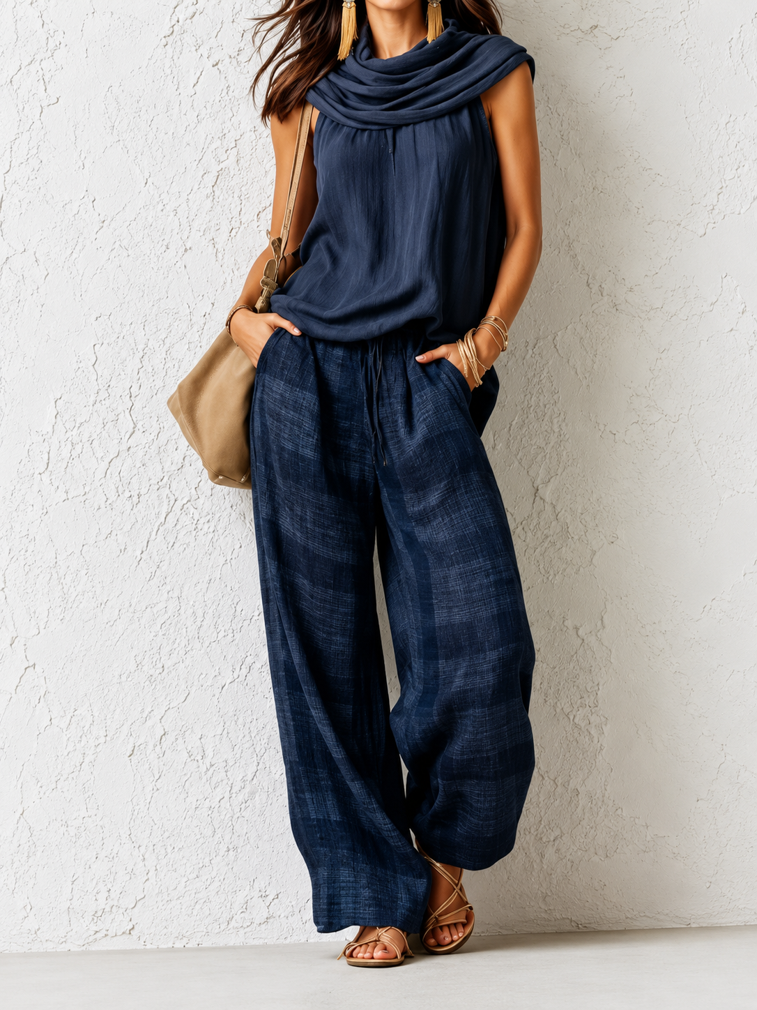 Essenza Two-Piece – Sleeveless Blouse &amp; Wide-Leg Trousers