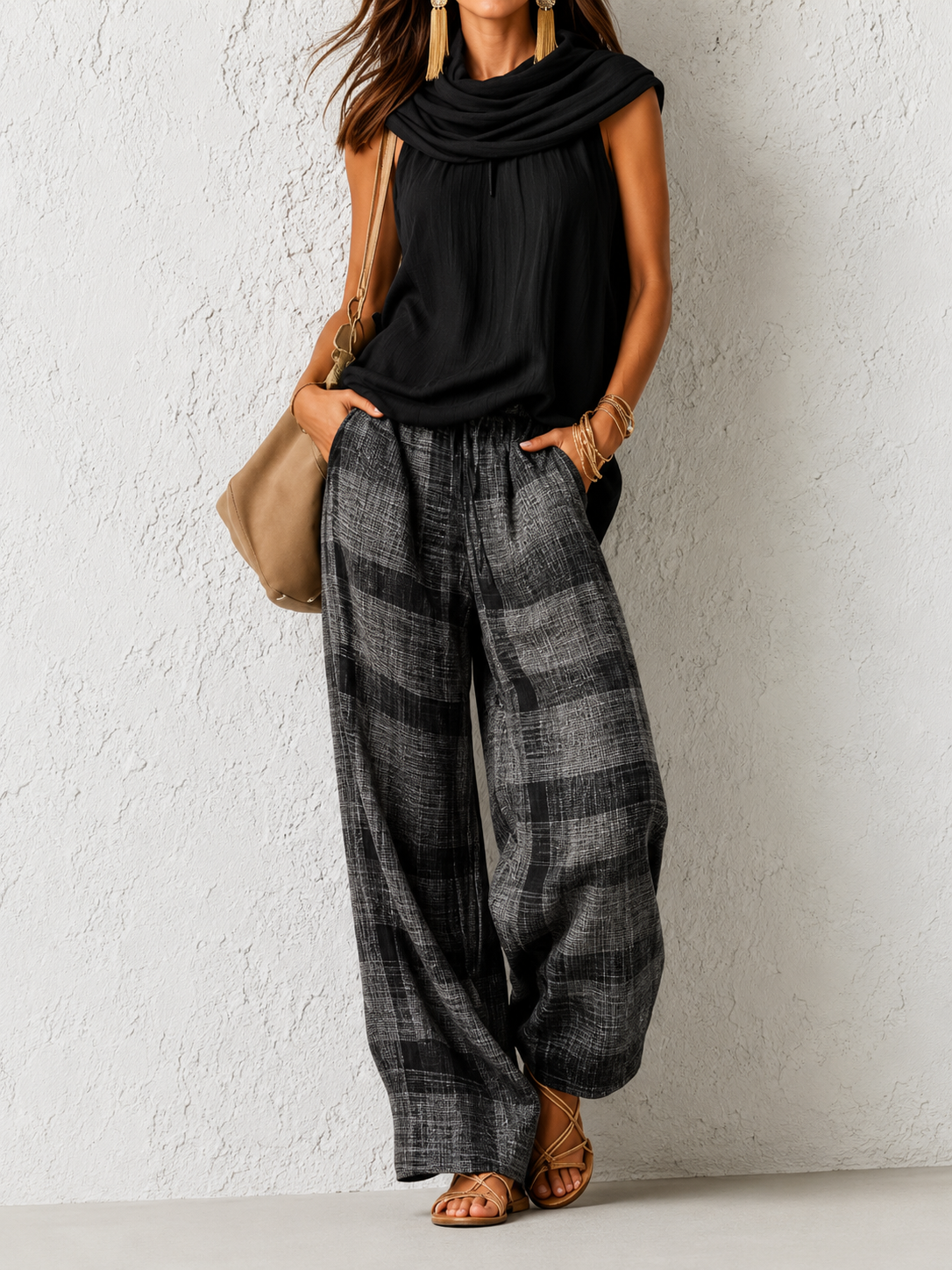 Essenza Two-Piece – Sleeveless Blouse &amp; Wide-Leg Trousers