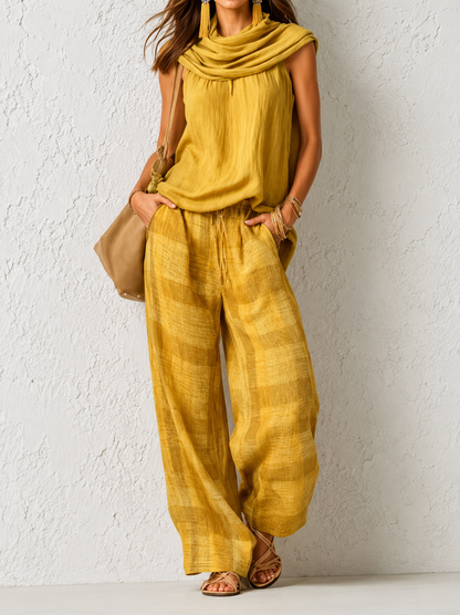 Essenza Two-Piece – Sleeveless Blouse &amp; Wide-Leg Trousers