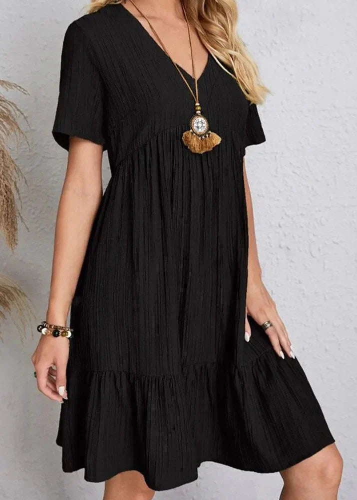 Héloïse V-Neck Dress – Short Sleeve