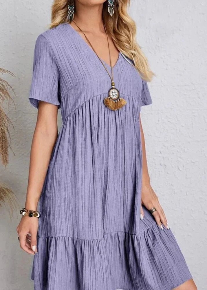 Héloïse V-Neck Dress – Short Sleeve