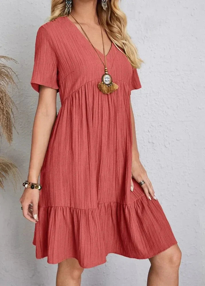 Héloïse V-Neck Dress – Short Sleeve
