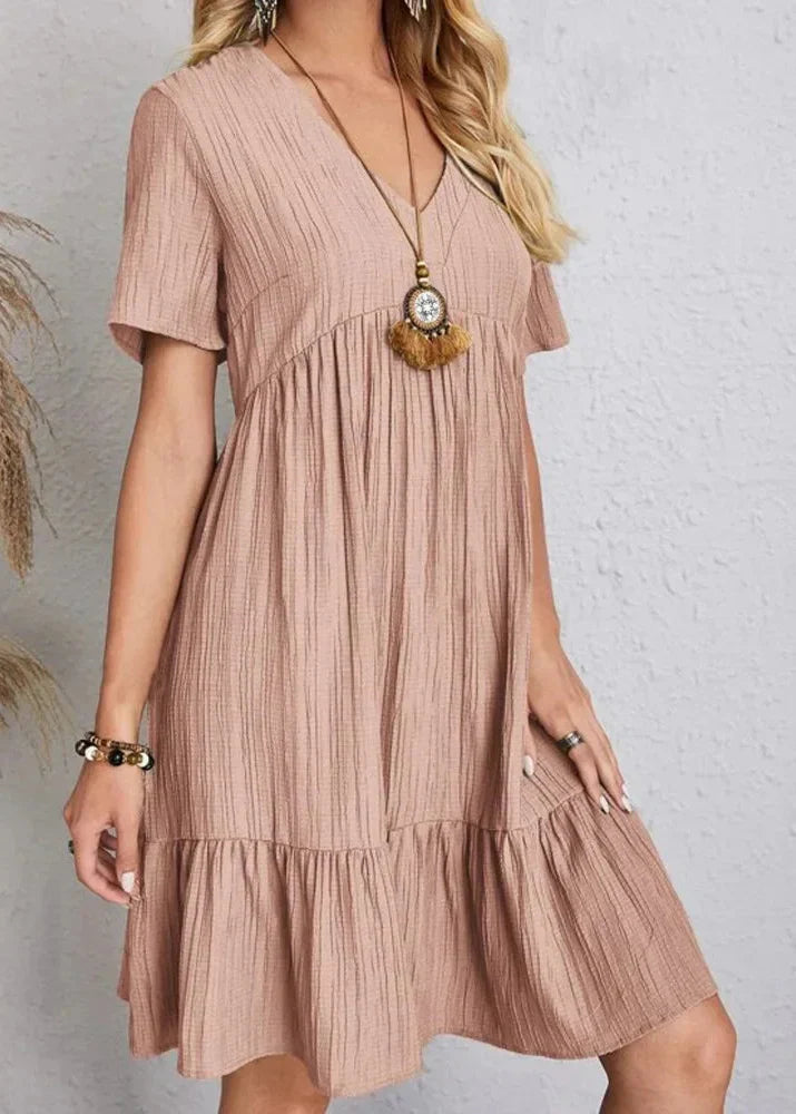 Héloïse V-Neck Dress – Short Sleeve
