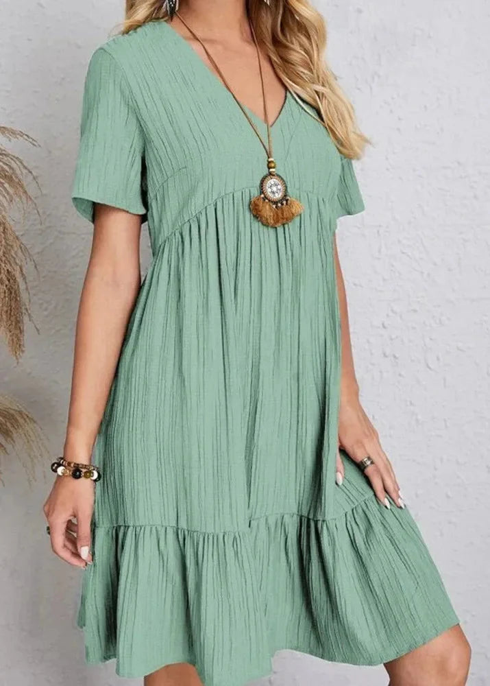 Héloïse V-Neck Dress – Short Sleeve