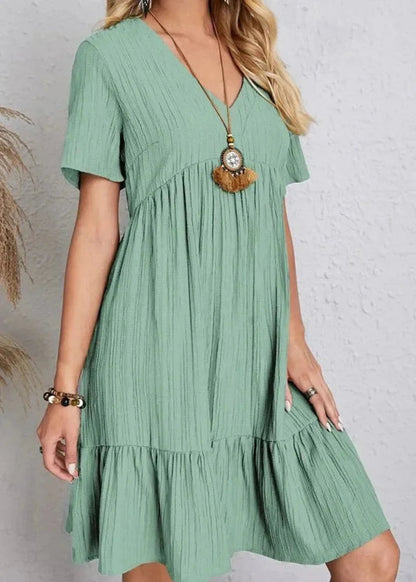 Héloïse V-Neck Dress – Short Sleeve