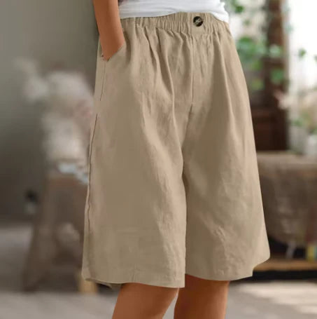Femke High-Waist Cotton Bermuda Shorts