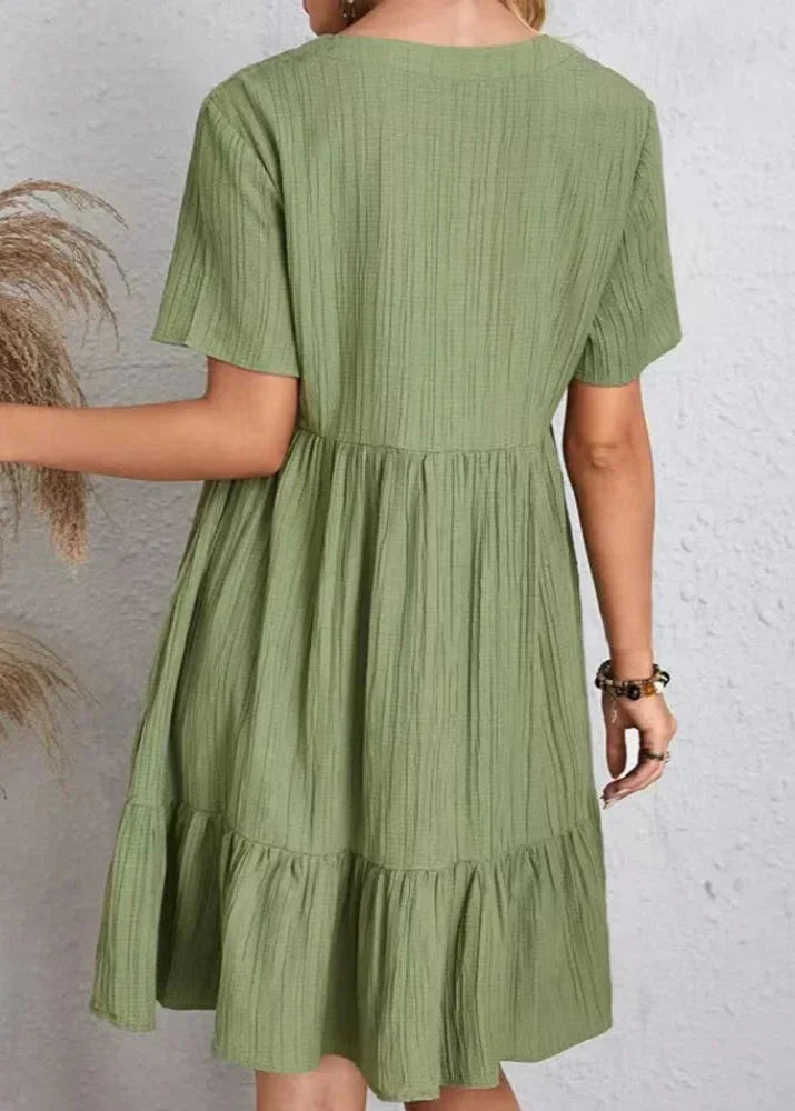 Héloïse V-Neck Dress – Short Sleeve