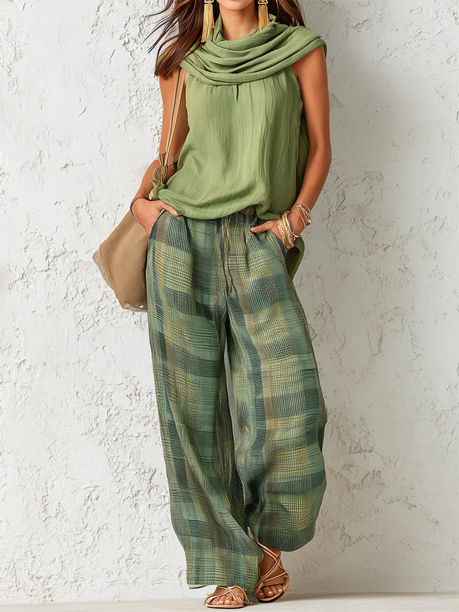 Essenza Two-Piece – Sleeveless Blouse &amp; Wide-Leg Trousers