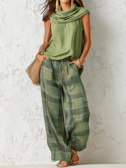 Essenza Two-Piece – Sleeveless Blouse &amp; Wide-Leg Trousers