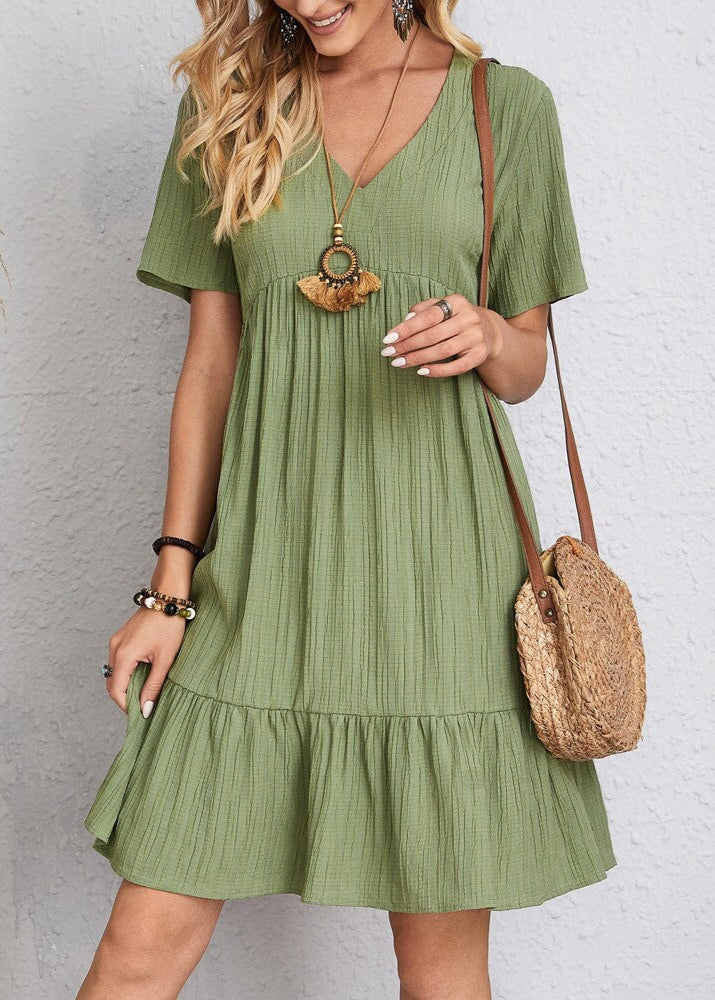Héloïse V-Neck Dress – Short Sleeve