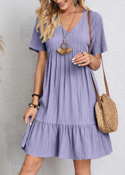 Héloïse V-Neck Dress – Short Sleeve